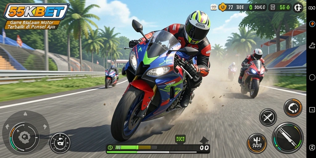 Tampilan gameplay seru dari balapan motor di 55KBET.