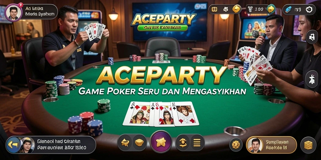 Screenshot gameplay ACEPARTY menunjukkan aksi seru permainan Poker.