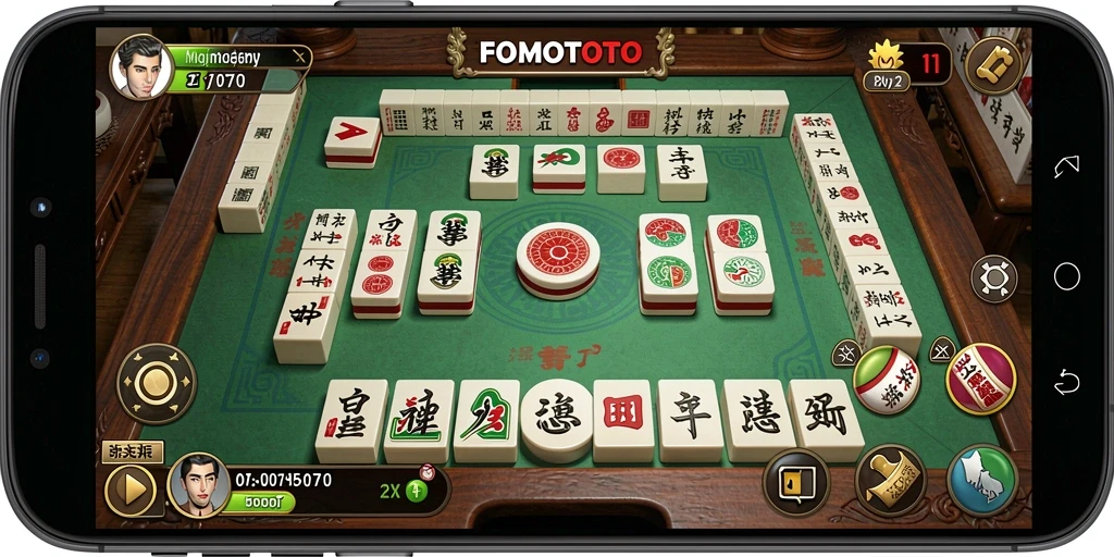 Screenshot gameplay FOMOTOTO yang menampilkan keseruan permainan Mahjong.