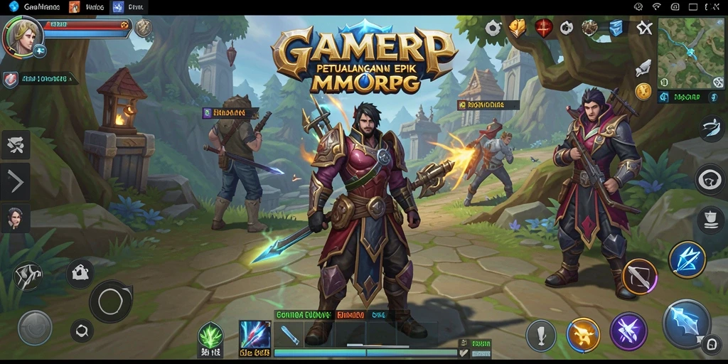 Tangkapan layar menunjukkan pertempuran epik dalam dunia MMORPG GAMERP.