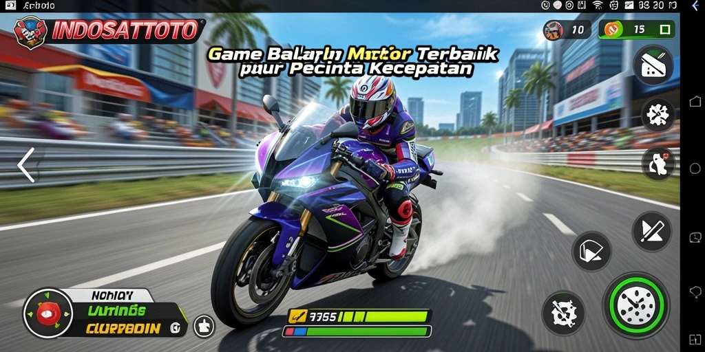 Gameplay seru dalam balapan motor yang mendebarkan.