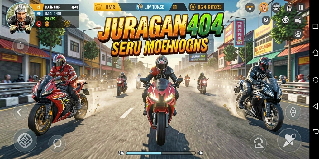 Tangkapan layar gameplay menampilkan balapan motor yang mendebarkan.