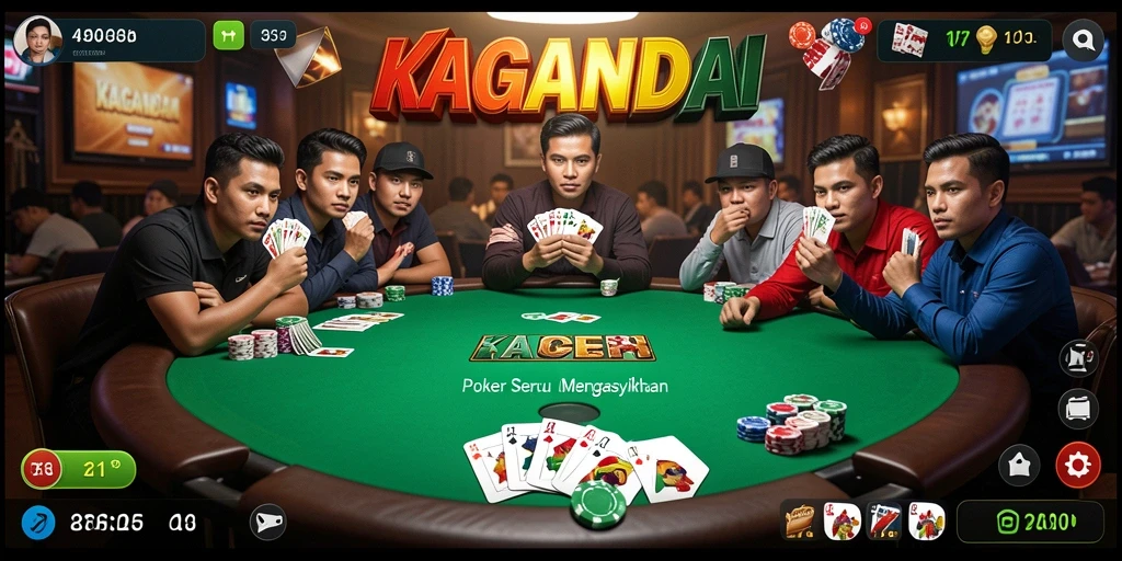 Tampilan gameplay menarik dari KAGANDAN dengan suasana poker yang seru.