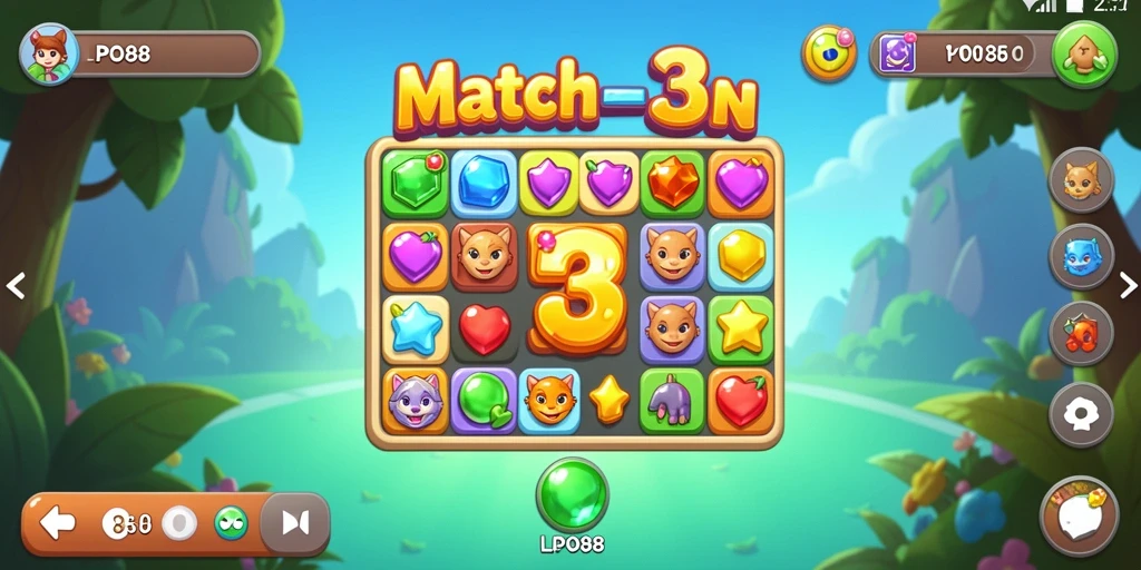 Screenshot gameplay LPO88 menampilkan aksi seru permainan Match-3.