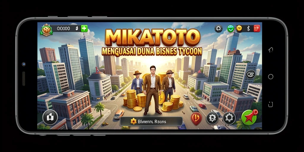 Tampilan gameplay MIKATOTO yang menggambarkan keseruan membangun kerajaan bisnis.