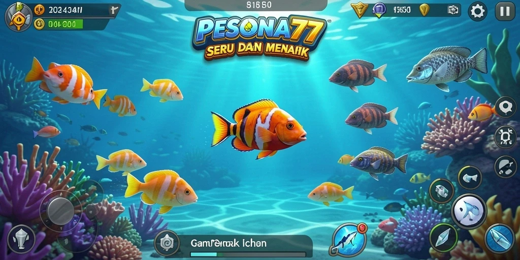 Screenshot gameplay PESONA77 menampilkan momen seru menangkap ikan.