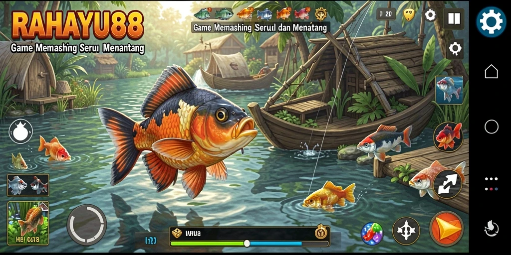 Tampilan gameplay RAHAYU88 dengan aksi memancing yang mendebarkan.