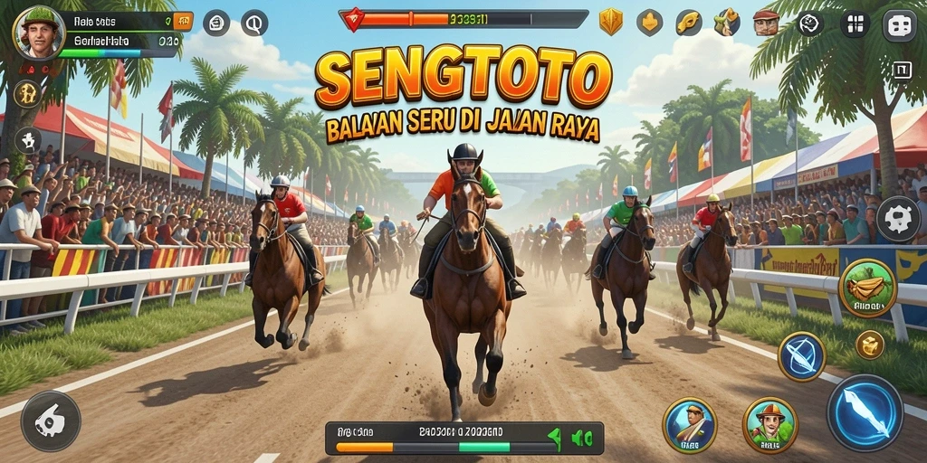 Tampilan gameplay balapan seru di SENGTOTO dengan mobil yang melaju kencang.