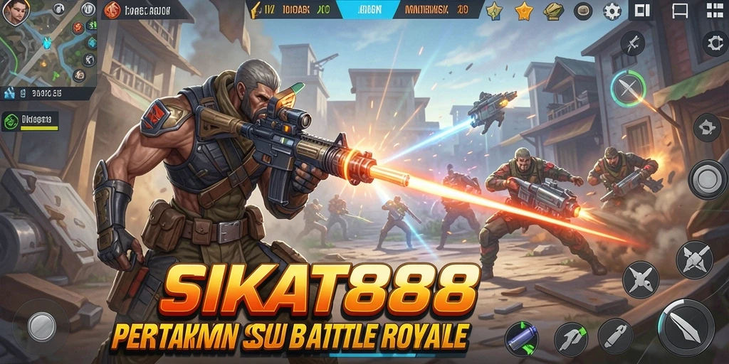 Screenshot gameplay SIKAT88 dengan aksi mendebarkan di Battle Royale.