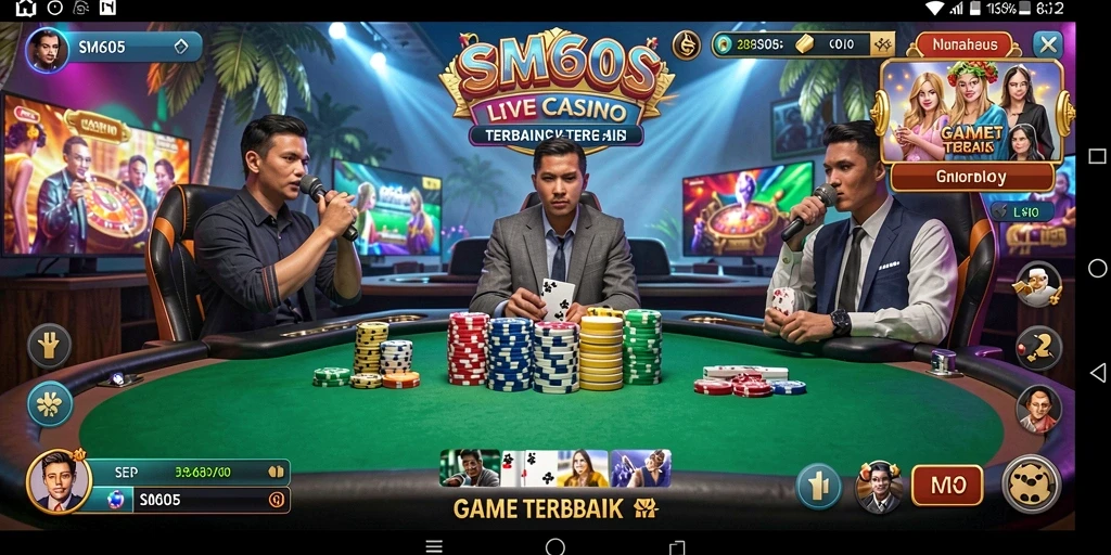 Tampilan aksi dealer langsung dalam permainan Live Casino SM605.