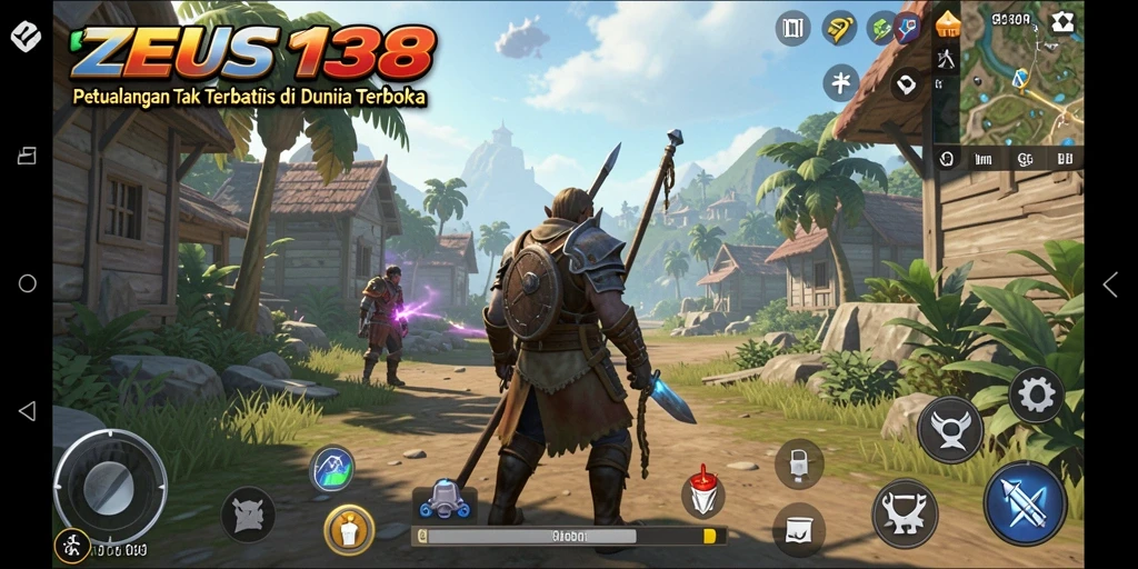 Screenshot utama dari gameplay menampilkan petualangan epik di dunia terbuka.